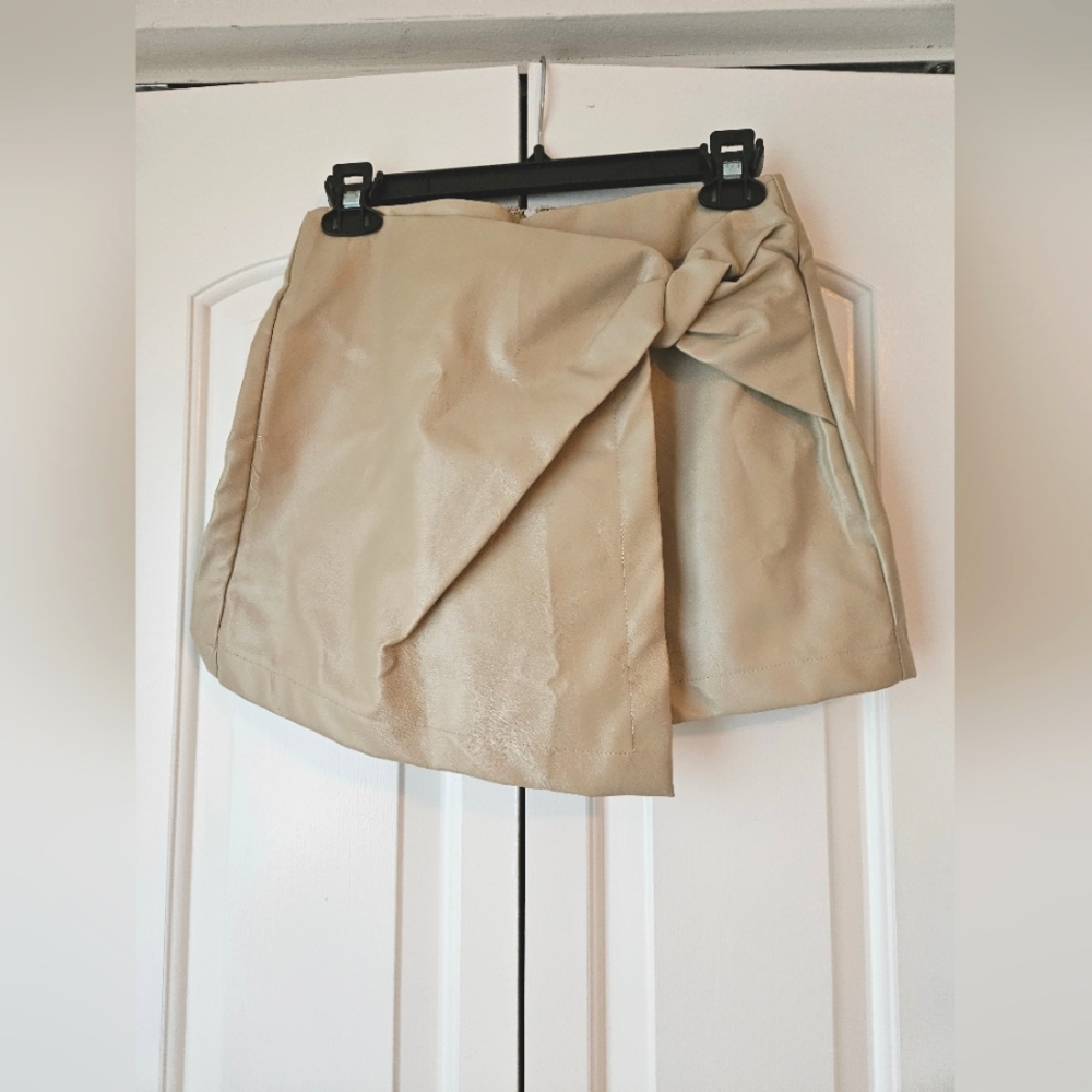 Pink Lily Faux Leather Skort